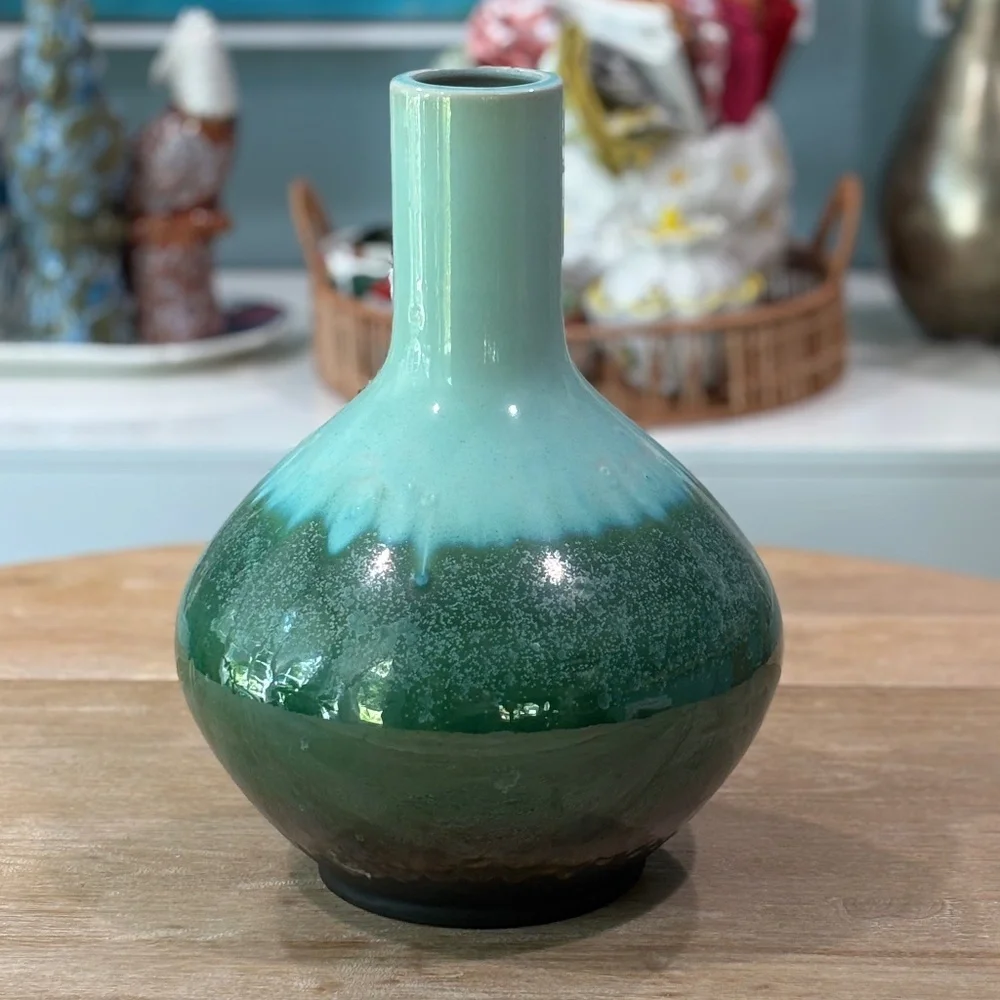 West Elm Reactive Glaze Ocean Ceramic Vase, SKU 5395285, Large Round, 14